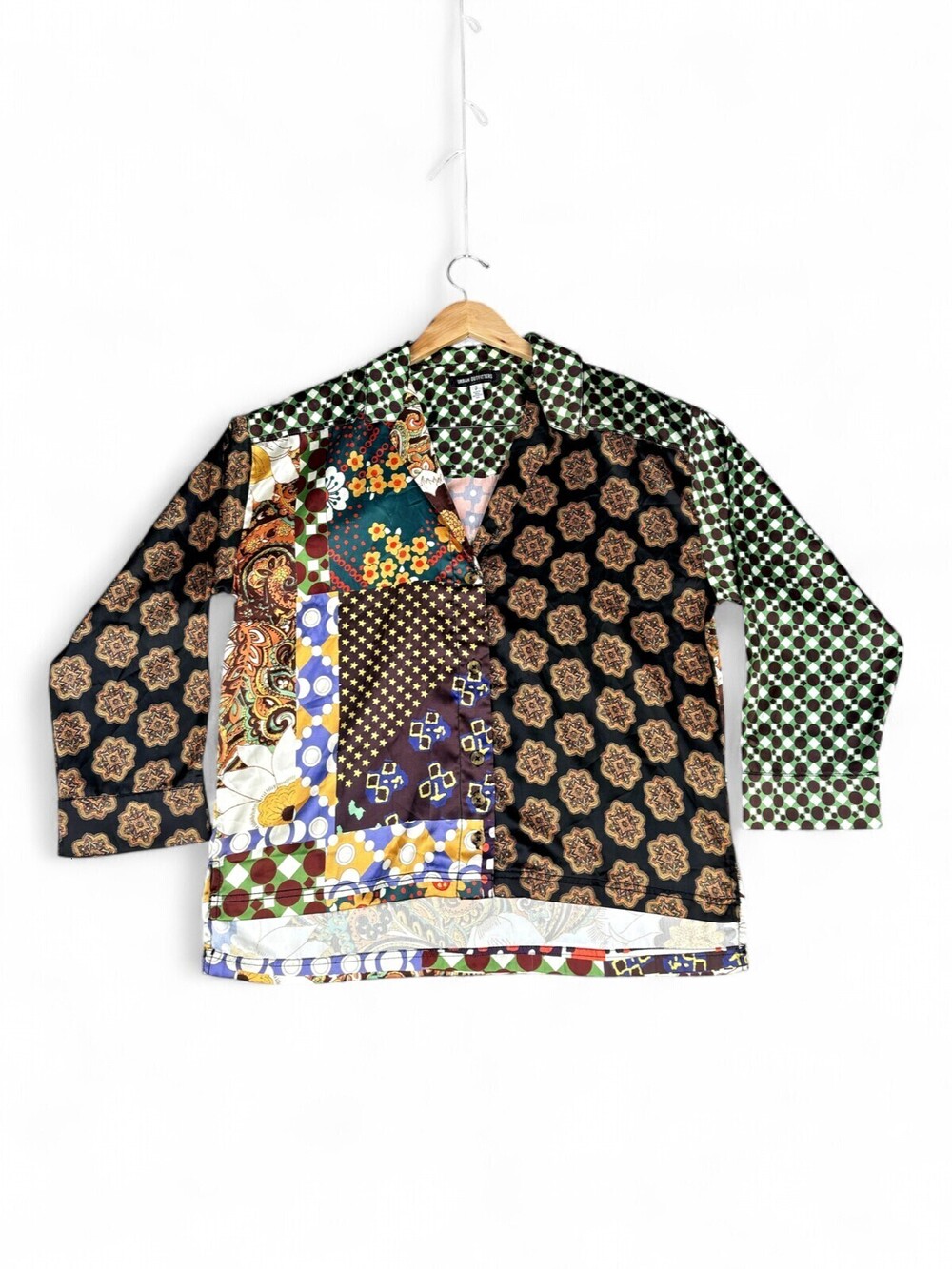 Urban Outfitters Men's Patchwork Button-Down Shirt Small Retro Floral